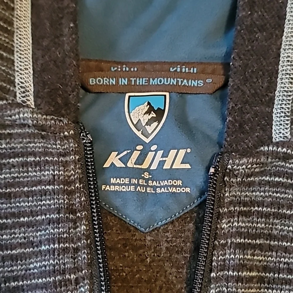 Kuhl Blue Striped Chianti Fleece Full Zip Wool Blend Hoodie Size Small - Picture 2 of 8